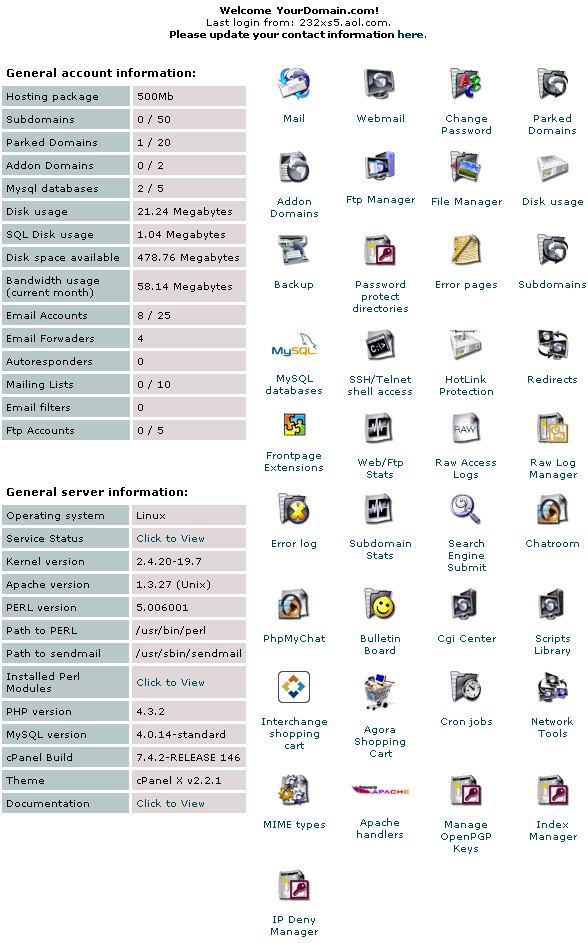 CPanel 7