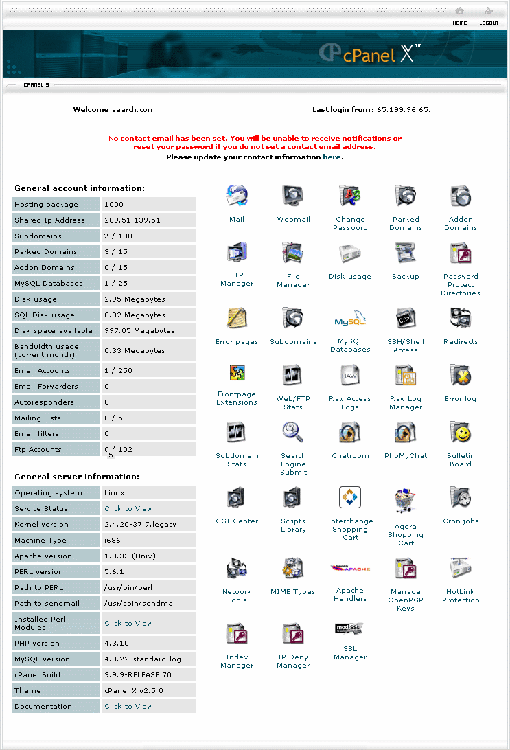 Control Panel CPanel 9